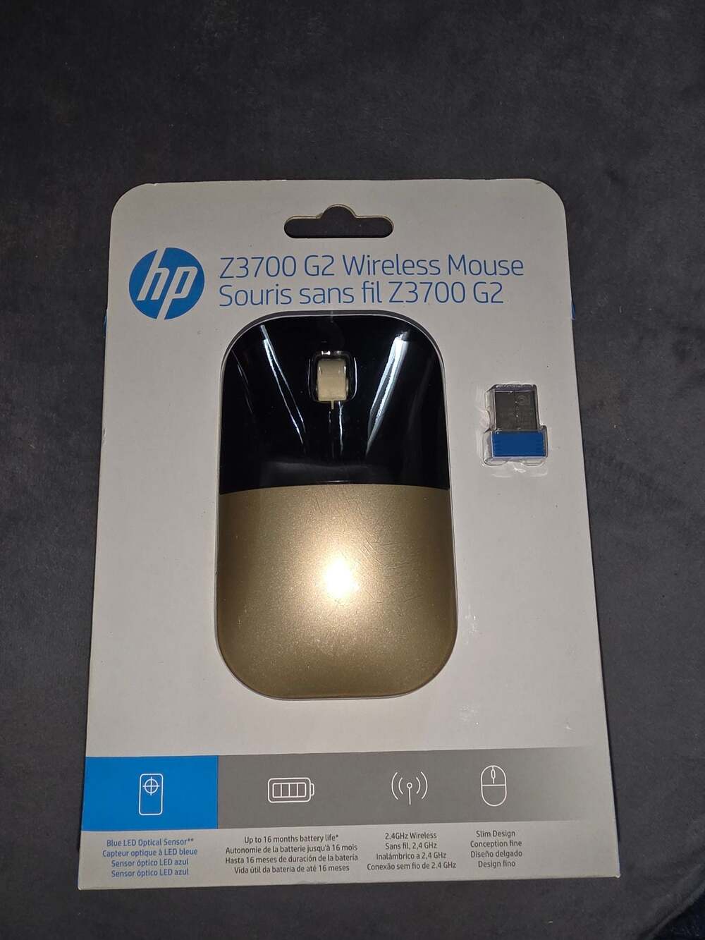HP Z3700 G2 Wireless Optical Mouse - Gold